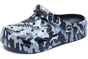 Milazzo Boys Girls Camouflage Garden Clogs: Comfortable Slip-On Beach Sandals for Small and Large Kids