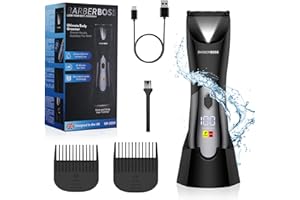 BarberBoss afeitadora corporal masculina, recortador vello púbico para hombre, cortapelos íntimo impermeable y recargable, afeitadora ingles y testículos con cierre viaje