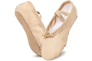 MONBESSI Zapatillas de Danza Niña Cuero Zapatillas de Ballet Suela de Cuero Entera para Niña y Mujer (23-40 EU)