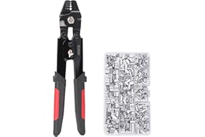 IWISS iCrimp Narzędzie do zaciskania lin stalowych Swager Crimper Fishing Crimping Tool Kit z 600 szt. 1,2/1,5/2 mm aluminiowe tuleje zaciskowe