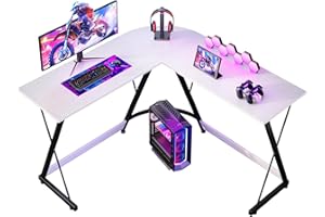 ODK Escritorio Gaming, 120 x 120 cm Mesa Gaming, Escritorio esquinero Estable y económico para Juegos, Oficina en casa y Estudio, Blanco