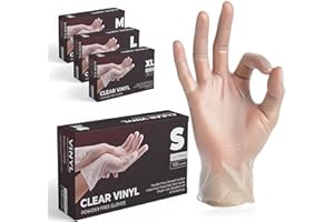 The Real Touch Einweghandschuhe, Transparente Vinylhandschuhe - Box mit 100 Stück, Einmalhandschuhe Puderfrei und Latexfrei, Vinyl Handschuhe Einweg für Küche, Reinigung und Lebensmittel (S)