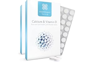 Healthspan Calcium & Vitamin D (240 Chewable Tablets) | High Strength Pure Calcium Supplement | Natural Source of Vitamin D3 | Added Vitamin K for Bone Health | Vanilla | Vegetarian