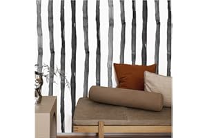 ICYEHAO Papier Peint Rayure Noir,44.5 x 500cm Papier Peint Autocollant Noir et Blanc Papier Peint Rayures Noir et Blanc Papier Peint Adhesif pour Meuble,Chambre,Cuisine,Salon,Salle de Bain,Toilette