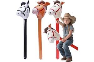 MisFun 3 Pièces Bâtons Gonflables de Cheval, Cheval de Bâton Gonflables, Tête De Chevals Gonflable Articles De Fête, Bâton de Poney Gonflable, Adaptés Aux Décorations de Fête sur le Thème du Chevals