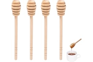 DESIOLE Agitador de madera para mezclar miel, 4 piezas de 6.3 pulgadas cuchara de miel