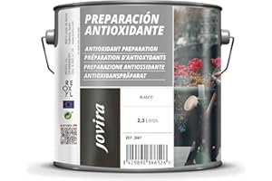JOVIRA PINTURAS Preparación Antioxidante Metal. Pintura tratamiento superficies de metal anti oxido. Imprimación uso general, Protección total. Anti oxidante. (2,3 Litros, Blanco) D-9A