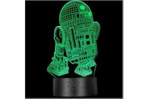 Lampa 3D, ZNZ LED Illusion Night light, 16 kolorów zmieniających 3 model z pilotem i Smart Touch Decor Lamp - idealne prezenty świąteczne i urodzinowe dla dzieci, mężczyzn, kobiet i fanów Gwiezdnych wojen (5-R2D2)