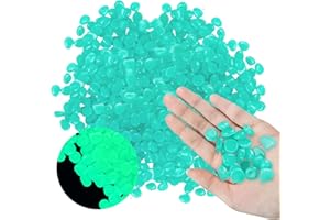 MOAMUN Glow in The Dark Pebbles Garden Stones 1000 Pcs Reusable Premium Resin Luminous Cobblestones for Garden Walkway Pathway Yard Aquarium Fish Tank Décor (Blue)