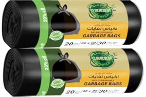 Earth Green Choice Black Trash Bags Rolls 60x90cm | 30 Gallon | 20 Bags Per Roll | Pack of 2 | Durable & Leak-Proof Garbage Bags | Eco-Friendly Waste Bin Liners