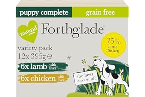 Forthglade Wet Puppy Food Variety Pack (12 x 395g Trays) - Grain Free & Hypoallergenic Dog Food, Lamb with Liver and Chicken with Liver, Complete Meals for Puppies 2-12 Months