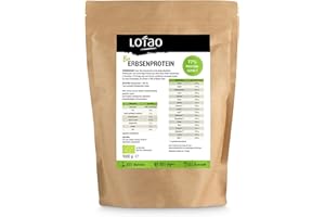 ‎LOTAO Bio Erbsenprotein 1kg - Veganes Proteinpulver ohne Süßstoff mit 77% Eiweiß | Pflanzliches Eiweißpulver für Shakes, Smoothies, Porridge & Backen | Geschmacksneutral, laktosefrei, glutenfrei & sojafrei