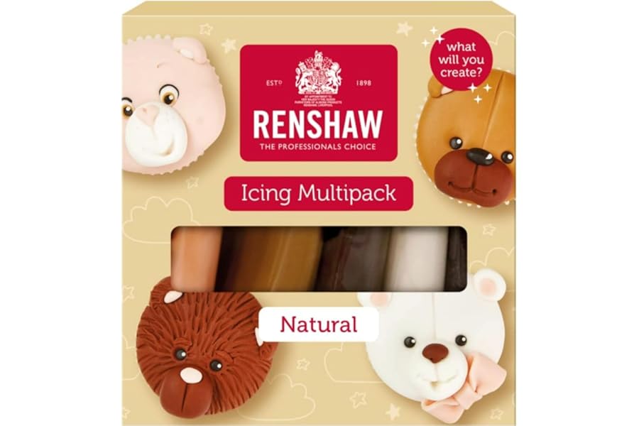 Renshaw Natural Colours, Just Roll With It Fondant Icing Multipack, 5 x 100 g (Pack of 1) - Vegan Friendly