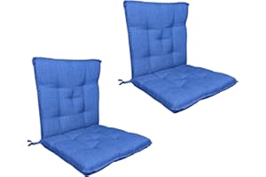IL GRUPPONE PASSIONE CASA Set Cuscini Sedia Con Schienale Imbottiti Con Laccetti Banda Elastica Per Fissaggio Prodotto Italiano Sedie Poltrone Sdraio Reclinabili Cucina Giardino 40 x 80 Cm - Blu - 2 Pezzi