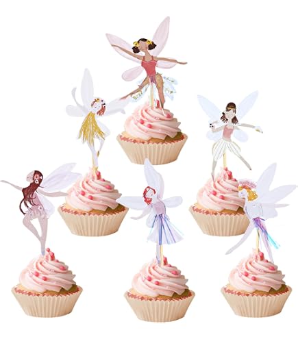 24 Stück Feen & Engel Cupcake-Topper – Tortendeko Für Feenparty, Geburtstag & Babyparty, Aus Karton