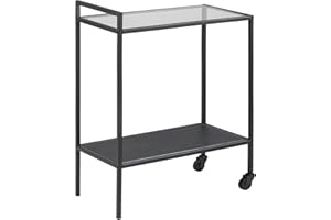‎AC DESIGN FURNITURE AC Design Furniture Jörn Servierwagen, H: 75 x B: 60 x T: 30 cm, Klar/Schwarz, Glass/Metall, 1 Stk