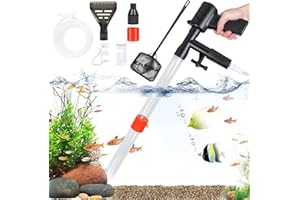 AKOFIC Pulizia Acquario Ghiaia, 5 in 1 Kit di Pulizia per Cambio d'Acqua Filtro con Pulsante di Pressione dell'Aria, Multifunzione Sifone Aspirapolvere Pulitore per Ghiaia per Cambia l'acqua, Succhia Sporco