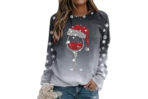 CNNBYYDS Weihnachtspullover Damen Lustig Sweatshirt Damen Oversized Rundhals Langarm Weihnachten Pullover Casual Ugly Christmas Sweater Elegant Bluse Oberteile Frauen Langarmshirt Weihnachts Xmas Pulli Shirt