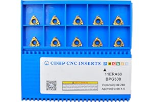 CDBP Inserto per filettatura esterna 11ER A60 per di acciaio, acciaio inox e ghisa, profilo parziale a 60°, 10 pezzi