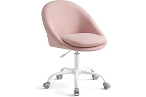 SONGMICS Sedia da Studio, Sedia Girevole di Cotone-lino, Poltrona da Scrivania Imbottita in Gommapiuma Regolabile in Altezza, Studio, Camera da Letto, Rosa Gelatina OBG020P01