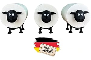 Naturalspring® | Dori - Toilettenpapierhalter Schaf | Toilettenpapier Deko Schwarz | für 42 und 44mm Rollen | Toilettenrollenhalter WC | Ersatzrollenhalter (3X - Normal (Schwarz))