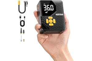 AstroAI Mini Compresor Aire Portátil, Inflador Ruedas Coche 150PSI, Inflador Electrico, Hinchador Neumáticos con Batería Recargable y Luz LED para Coche, Bicicletas, Moto y Etc.