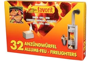 Favorit 1250 Lot de 32 Cubes Allume-feu pour Barbecue, cheminée et Four Blanc à Base de kérosène, très Combustible et Facile à Utiliser