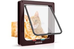 Sailnovo Klapka dla psa, 19 x 20 x 5,5 cm, 4-drożne zamknięcie magnetyczne dla kotów i małych psów, drzwi dla psa, klapa dla zwierząt domowych (rozmiar M, brązowa)