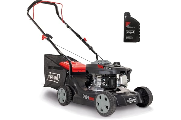 Scheppach Tondeuse à Gazon Thermique MP132-40 | 3,4 CV | Largeur de Coupe 40 cm | Réglage Hauteur de Coupe sur 3 Positions | Panier de ramassage de 35L (avec Huile Moteur)