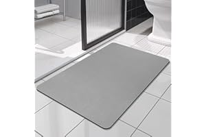 SOLIC Tapis de Bain Antidérapant Super Absorbant Diatomite Tapis Salle de Bain Microfibre, Microfibre de Doux Séchage Rapide, pour Portes de Salle de Bains, Salon (Gris, 43x80cm)