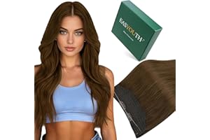 ‎EASYOUTH Easyouth Braun Draht Extensions Echthaar Adjustable Fish Line Draht on Haar 30 cm Mittelbraun Secret Wire Extensions Echthaar mit Draht #4 70g