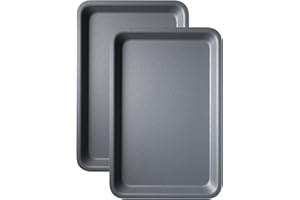 Economy 2-Pack Deep Oven Tray Baking Tray Set - 31cm Non Stick Roasting Tins for Ovens - Baking Tray for Oven Non Stick - Dishwasher Safe Cooking Trays & Bakeware by KITCHENEUR®