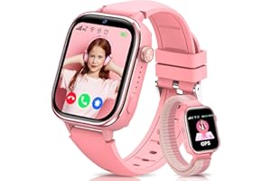 JoJoego Smartwatch Kinder mit GPS und Telefon, 4G Kinderuhr mit Videoanruf, Anruf, SOS, Schulmodus, Sprachchat, Wecker, SIM, IP68 Wasserdicht Schrittzähler, Geschenk für Mädchen/Junge, Rosa