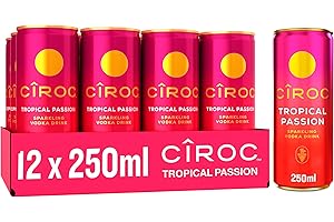 Ciroc Premium Vodka │ Tropical Passion Sparkling Vodka Drink │ 5% vol │ 12x250ml │ Ready To Drink │ Exotic Fruit Flavours │ Cans