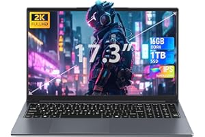 Fsjun 17,3 Zoll Laptop Win 11 Pro, N150(Beat N100 N97 N5095) bis zu 3,6 GHz, FHD IPS Display, 16 GB RAM, 960GB NVMe SSD, Beleuchtete Tastatur, großer Akku, HDMI, USB 3.0, Type-C, WLAN, PC