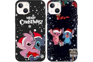 LYUBFDC [2 pezzi] Natale Cover per Apple iPhone 13 iPhone 14 6,1", Natalizie Custodia in Silicone con Stitch Cartoon Anime Modello Disegni,TPU Antiurto Case Protettiva per iPhone 13 iPhone 14,Christmas 01