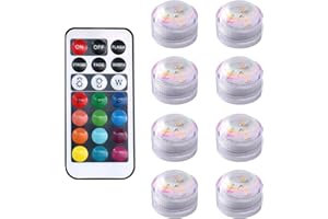 Ninnyi 9 PCS Small Waterproof Underwater Mini Led Water Feature Light with Remote, Hot Tub Lights Lazy Spa for Aquarium Pond Fountain
