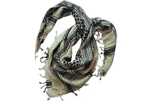 MILSPEC SURPLUS 100% Cotton Beige Khaki Sand and Black Shemagh Scarf Arab Keffiyeh Military Desert Head Neck Wrap R.R.P £11.99