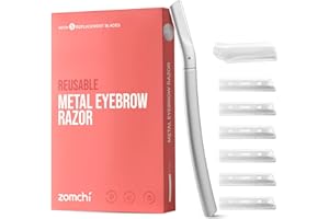ZOMCHI Brzytwa do brwi, maszynki do golenia dla kobiet i mężczyzn, trymer do brwi z precyzyjną osłoną, golarka do twarzy z 6 ostrzami (Srebrna)