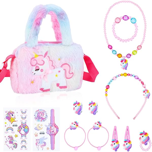 Einhorn Schmuck Set Für Mädchen - Mit Geldbörse & Regenbogen Schmuck