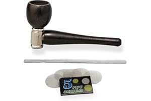 SPLIFF Pipa de madera hecha a mano, varios modelos, con limpiador de pipas y tamices gratuitos (Color madera ébano con conector metálico - 9cm)