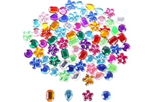 DEZP DEZ 200 Stücke Acrylique Gemme En Jouet,Plongée Pierres Précieuses,Trésor De Pirates Gemmes Colorées,Gemme Jouet Piscine Pour L'Artisanat Cadeaux De Fête,Chasse Au Tresor Enfant Anniversaire