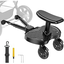 Planche à Roulettes Pour Poussette - Siège Confortable Pour Enfant De 2 à 6 Ans, Supporte 25kg, Universelle Et Réglable
