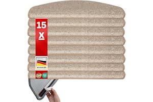 etm Original Stufenmatten Treppen-Teppich 15er Spar Set 20 Farben und 20 Modelle zur Auswahl (Halbrund - 23,5 x 65 cm, Beige) Sundae