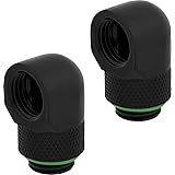 Corsair Hydro X Serie, Adattatore Rotary 90°, Confezione Doppia (BSPP G1/4" Filettatura, Ottone Massiccio Durata, Meccanismo 