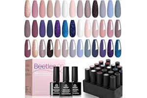BEETLES GEL POLISH Beetles Gel Nail Polishes- 20 Pcs Gel Nail Polish Set Girls Night Soak Off Nail Gel Polish Nude Gray Pink Blue Glitter Black Starter Kit Coat Base Coat Beauty Gifts