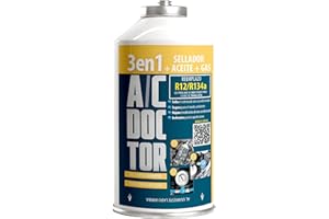 AC DOCTOR 3 en 1 Tapa fugas - Aceite - Gas Refrigerante Orgánico Ecológico sustituto del R12 y R134a para recarga aire acondicionado de coche