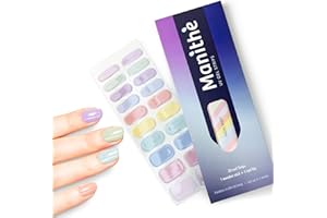Manithè - Smalto multicolore pastelli (Pastel Party) - Smalto Adesivo Gel UV - Pellicola per Unghie Autoadesiva - Manicure Semipermanente - Nail Wraps Gel UV - Kit 20 PCS