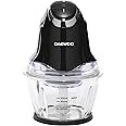 Daewoo 1L Mini Food Chopper with 300W Power and Different Speed Settings, Stainless Steel Blade and Glass Bowl Attachment, Non-Slip Base - Black