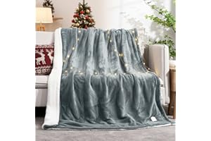 CURECURE Manta Eléctrica Throw Acogedora Manta de Franela, 6 Niveles de Calefacción y Apagado Automático de 6 Horas, 130 * 180 cm Manta de Tamaño Doble, Controlador Desmontable-Gris Claro